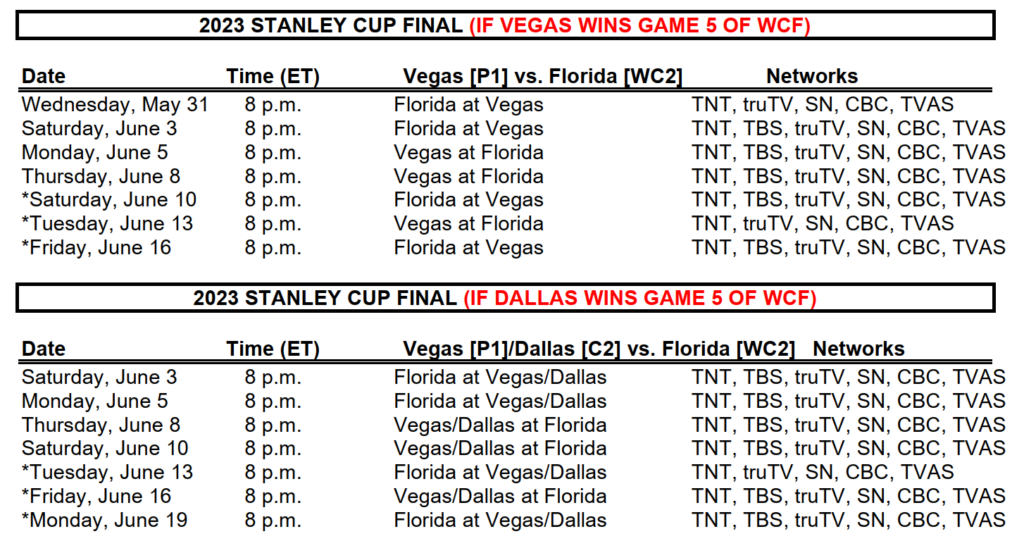 Stanley cup schedule