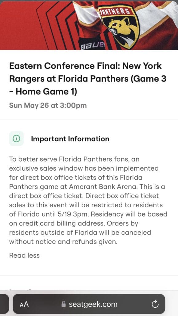 Florida panthers tickets